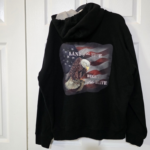 The Bradford Exchange Black Zip Up Sweater American Flag Patch On Sleeve - Picture 1 of 7
